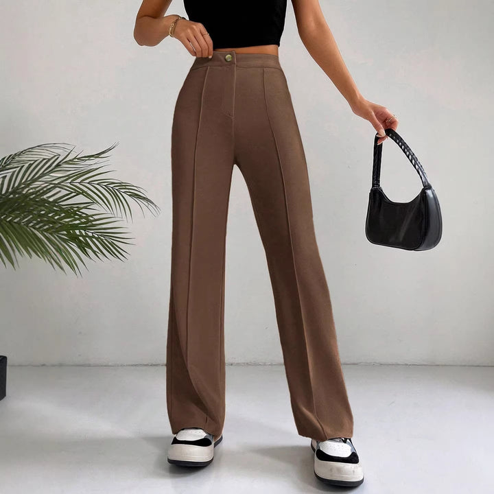 Women's High-Waisted Palazzo Pants with Crease and Wide Leg Drune
