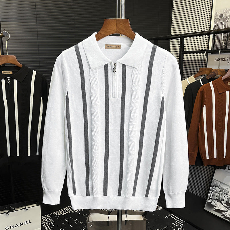 Men's Stylish Short Sleeve Knit Top with Zipper Mune Fashion 1787964672