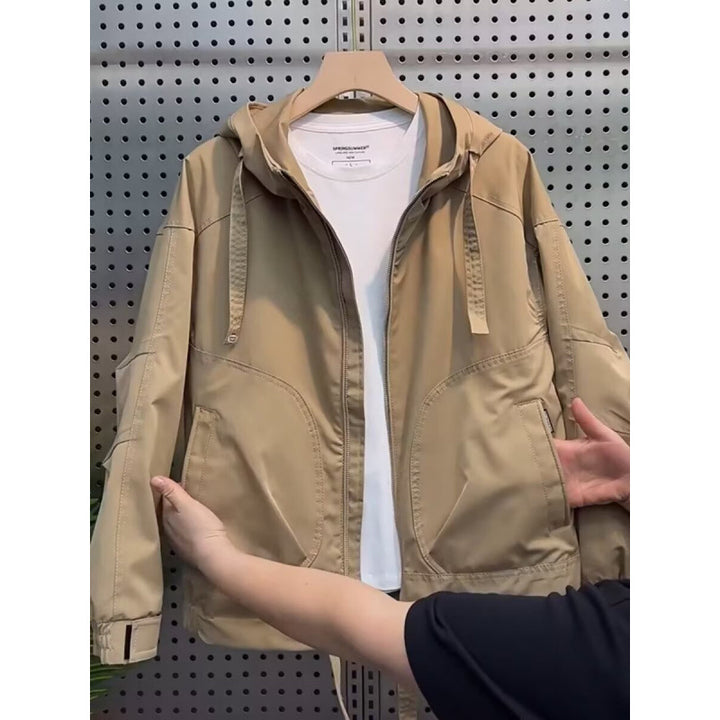 Men's Lightweight Utility-Style Hooded Jacket with Interior Organization and Front Zipper Mune Fashion