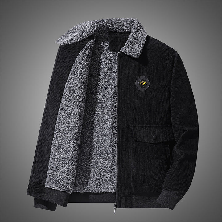 Men's cord jacket with continuous sherpa lining and patch pockets Mune Fashion