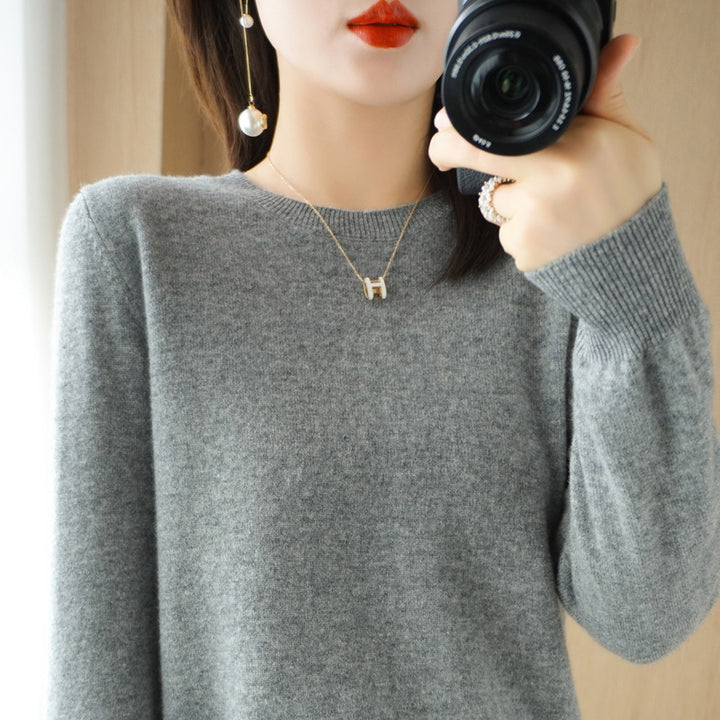 Women's Soft Fine Knit Crew Neck Sweater with Extra Wide Cuffs and Boxy Silhouette Mune Fashion