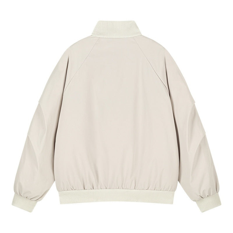 Women's Oversize Bomber Jacket with Raglan Sleeves, Stand Collar and Slip Pockets Mune Fashion
