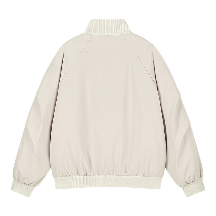 Women's Oversize Bomber Jacket with Raglan Sleeves, Stand Collar and Slip Pockets Mune Fashion