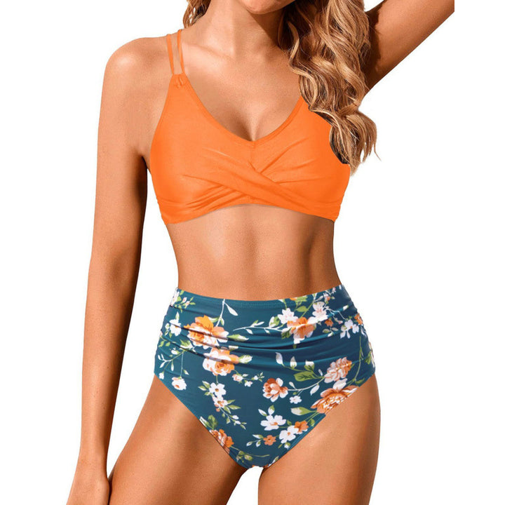 Women's High-Waisted Bikini Set with Ruffled Top Mune Fashion