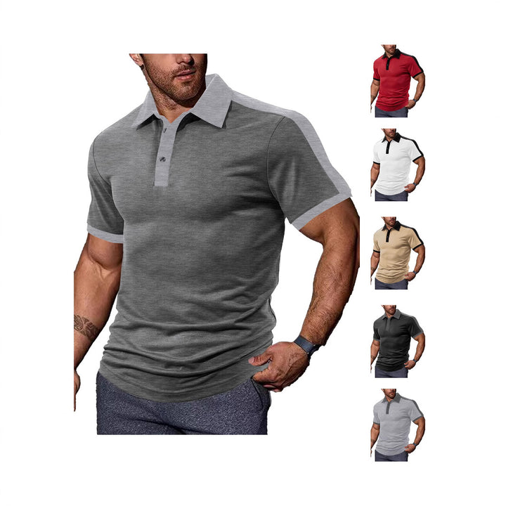 Men's fitted contrast polo shirt with shoulder yoke and shirt collar Mune Fashion