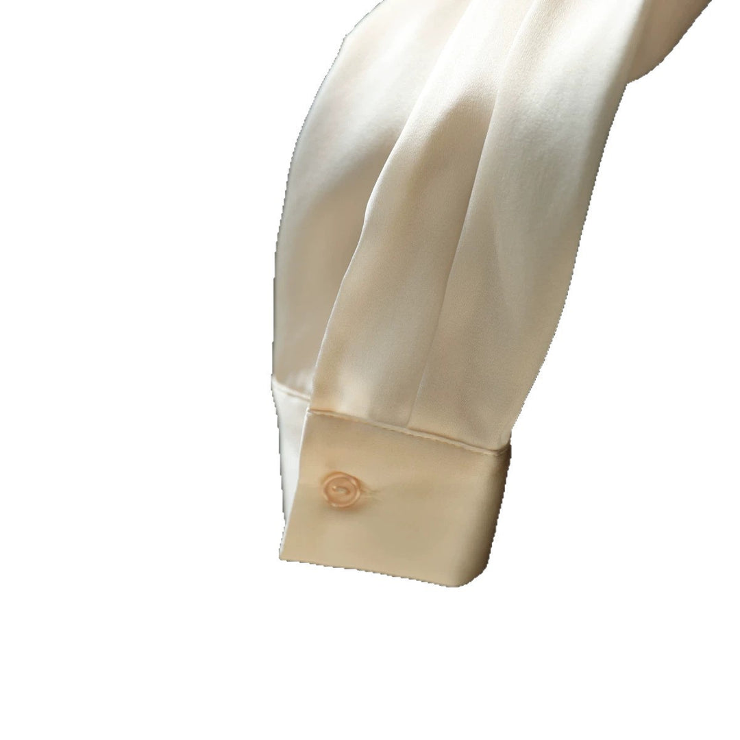 Women's Elegant Satin Blouse with Buttoned Neckline Drune
