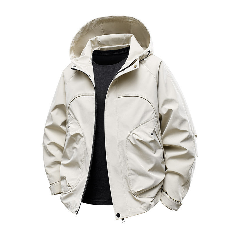 Men's technical softshell utility jacket with hood water-repellent and multifunction pockets Mune Fashion