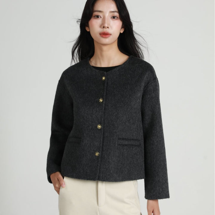 Women’s Fashion Short Jacket with Button Placket Mune Fashion
