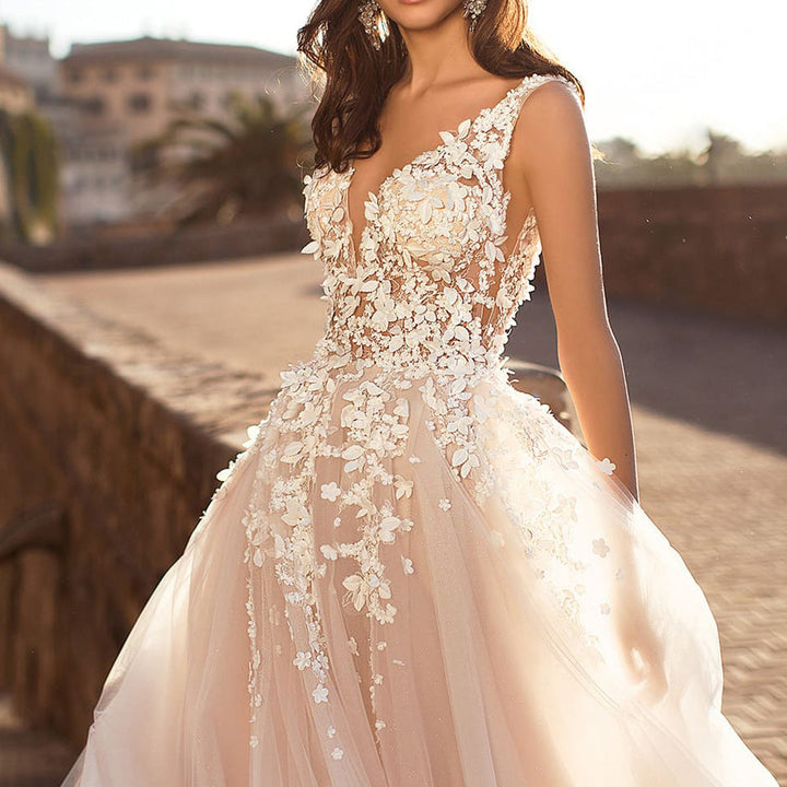 Mune | Elegant Wedding Dress Embroidery Long Skirt