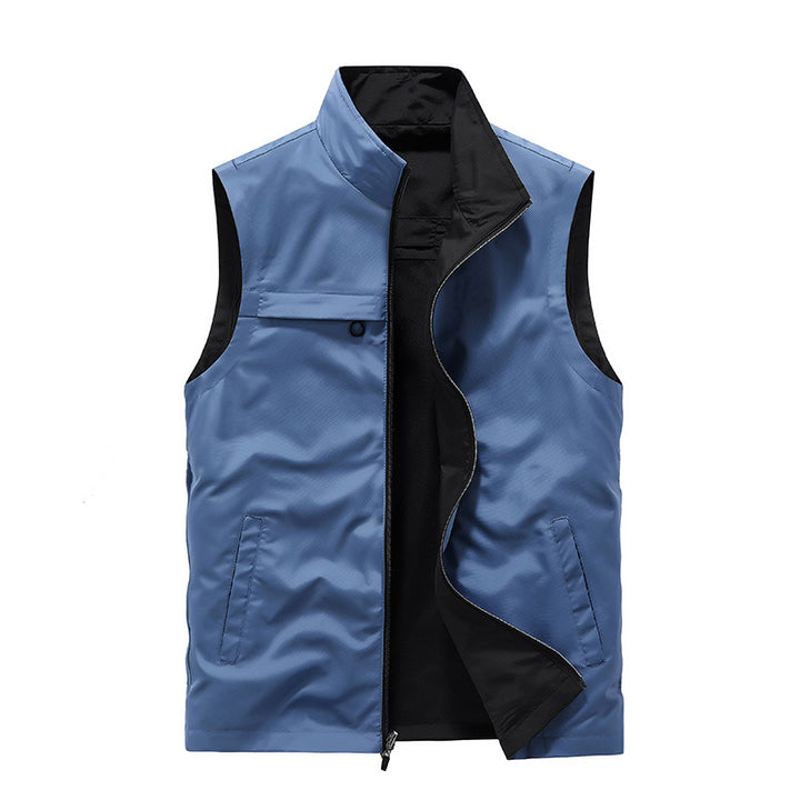 Men's Sleeveless Softshell Vest with Two-Way Zipper and Multifunctional Pockets Mune Fashion