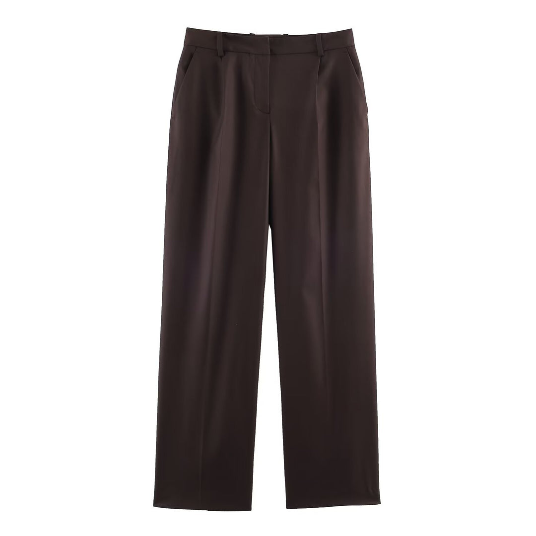 Women's high-waisted, straight-cut suit trousers with crease Mune Fashion