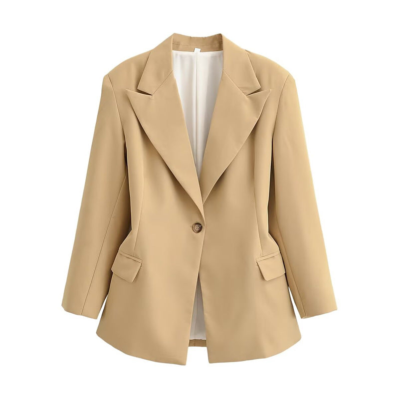 Women Oversized Blazer with Distinctive Lapels and Slightly Tailored Silhouette Mune Fashion