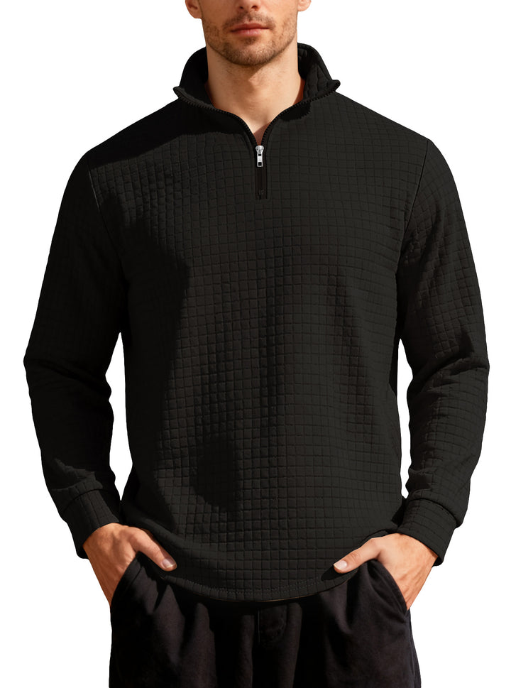 Men's Nano Square Structured Comfort Half Zip Sweater with Stand Collar and Light Padding Mune Fashion
