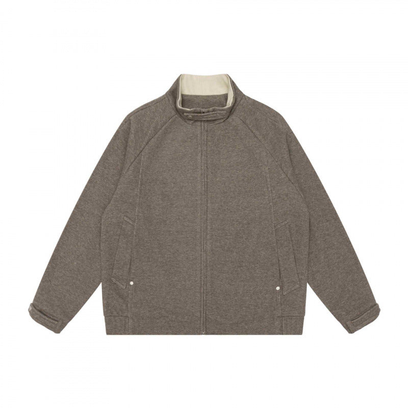 Men's Boxy Zip Blouson Jacket with Stand-Up Collar, Raglan Sleeves, and Concealed Zipper Mune Fashion