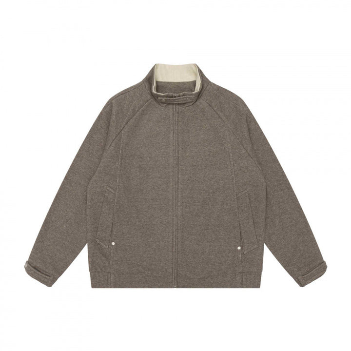 Men's Boxy Zip Blouson Jacket with Stand-Up Collar, Raglan Sleeves, and Concealed Zipper Mune Fashion