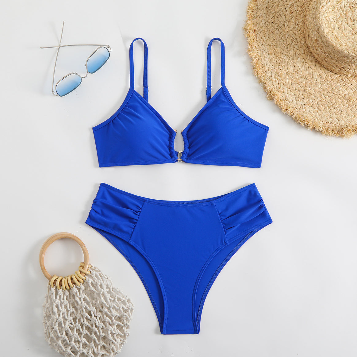 Ladies fashionable triangle bikini with side gathers Mune Fashion