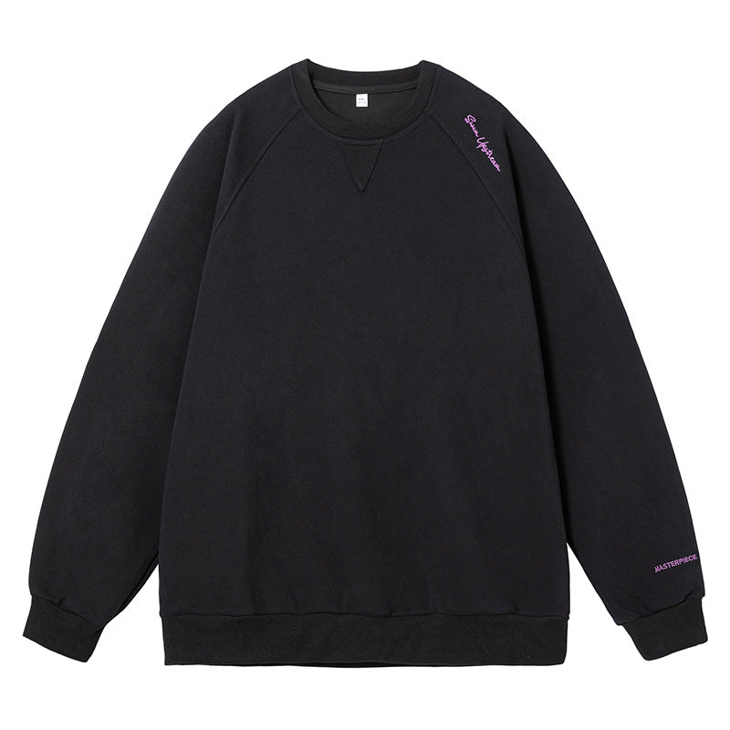 Unisex Boxy Sweatshirt made of mélange French terry with raglan sleeves and subtle script embroidery Mune Fashion