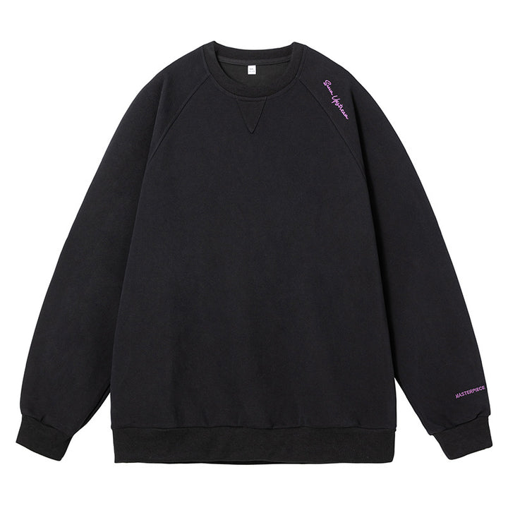 Unisex Boxy Sweatshirt made of mélange French terry with raglan sleeves and subtle script embroidery Mune Fashion