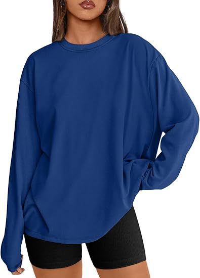 Women's Oversize Sweatshirt with Round Neck and Extended Hem Drune