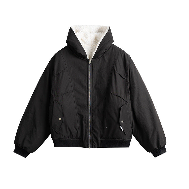 Unisex Oversize Utility Bomber with padded teddy lining and asymmetrical flap pockets Mune Fashion