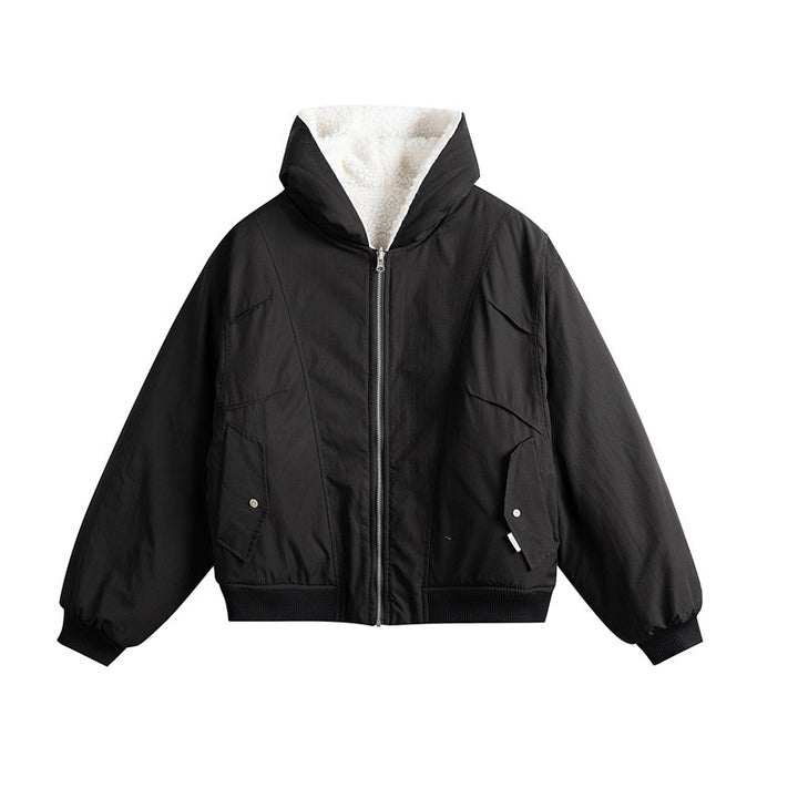 Unisex Oversize Utility Bomber with padded teddy lining and asymmetrical flap pockets Mune Fashion