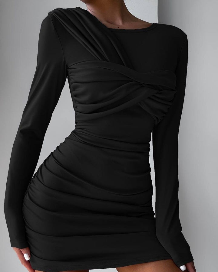 Women Figure-hugging draped Minidress with long sleeves Mune Fashion