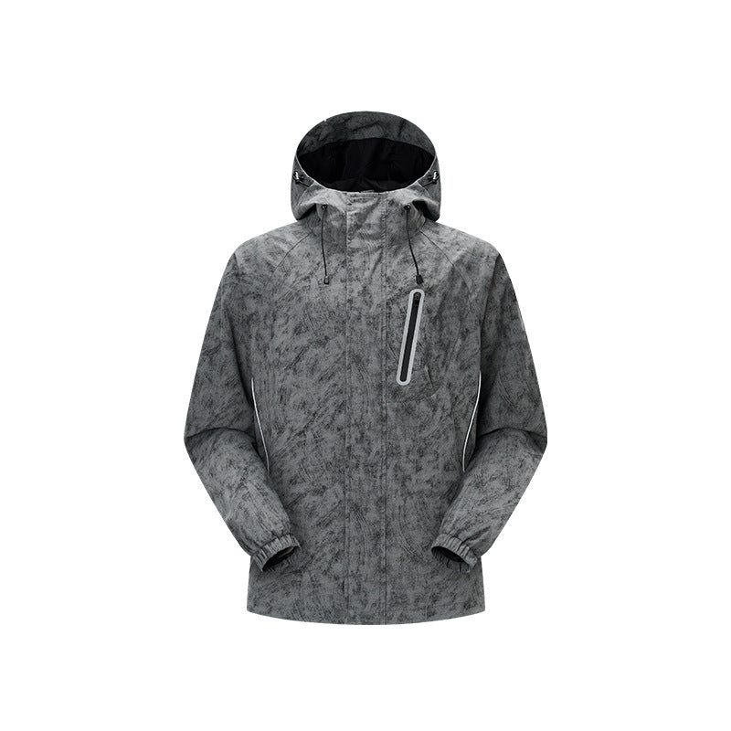 Men's technical rain jacket with hood, waterproof material and chest zipper Mune Fashion