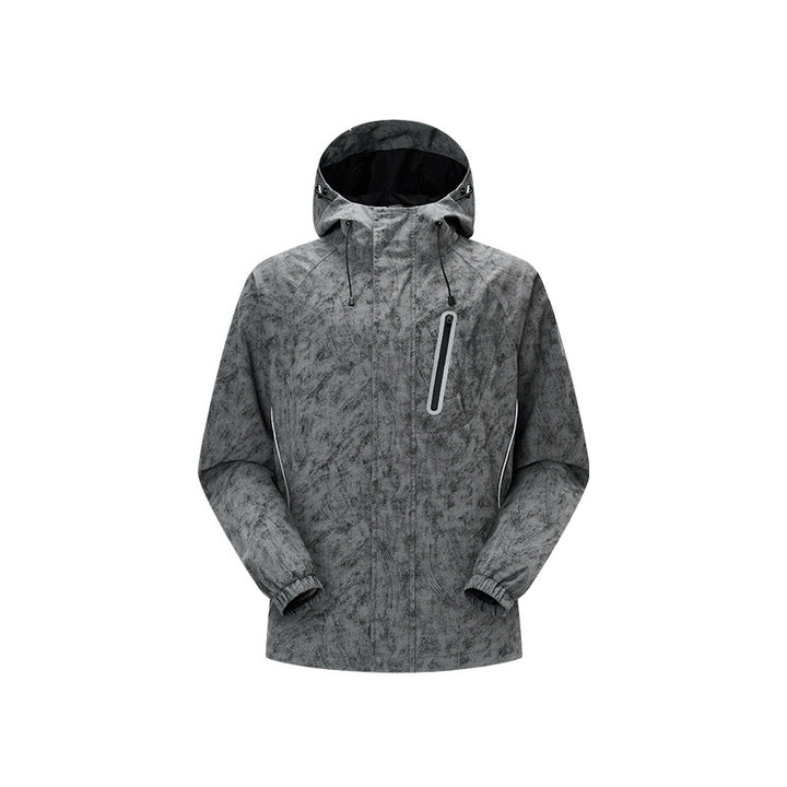 Men's technical rain jacket with hood, waterproof material and chest zipper Mune Fashion