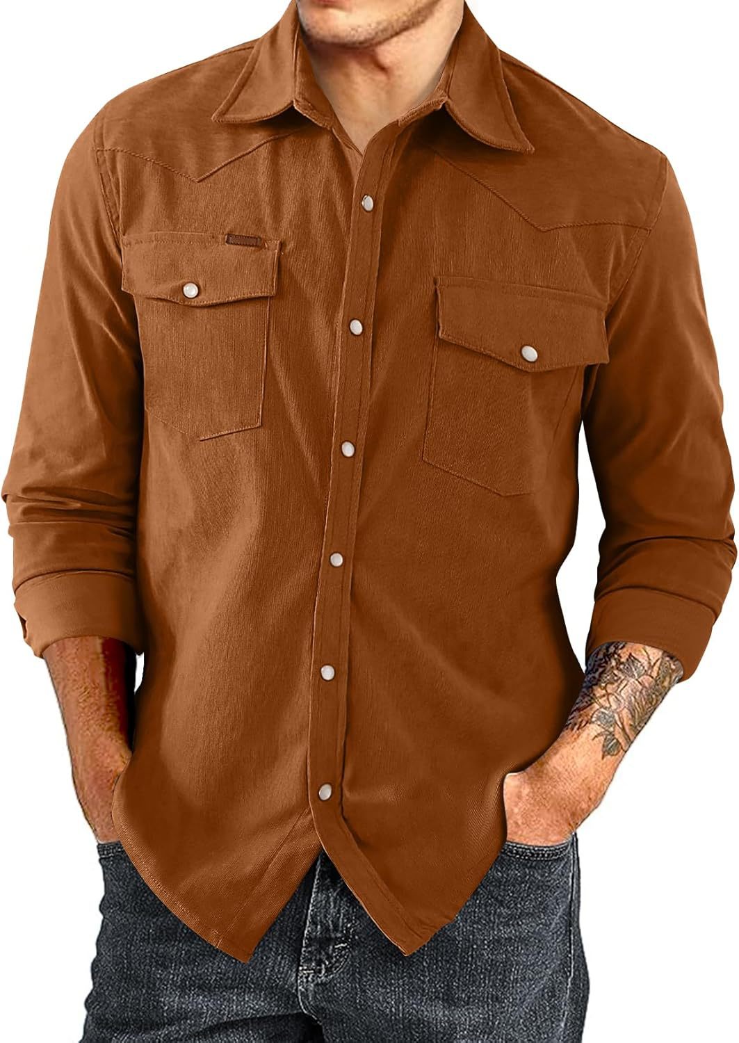 Men's Casual Cotton Shirt with Check Pattern