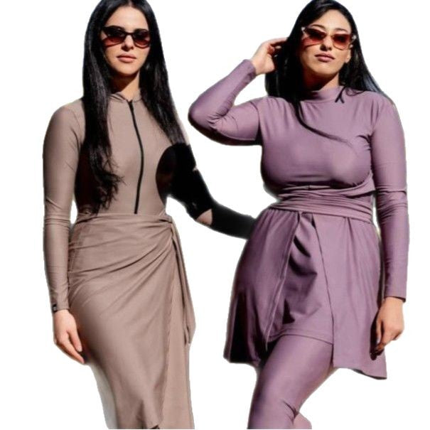 Women's stylish long-sleeve swimsuit with wrap detail Mune Fashion