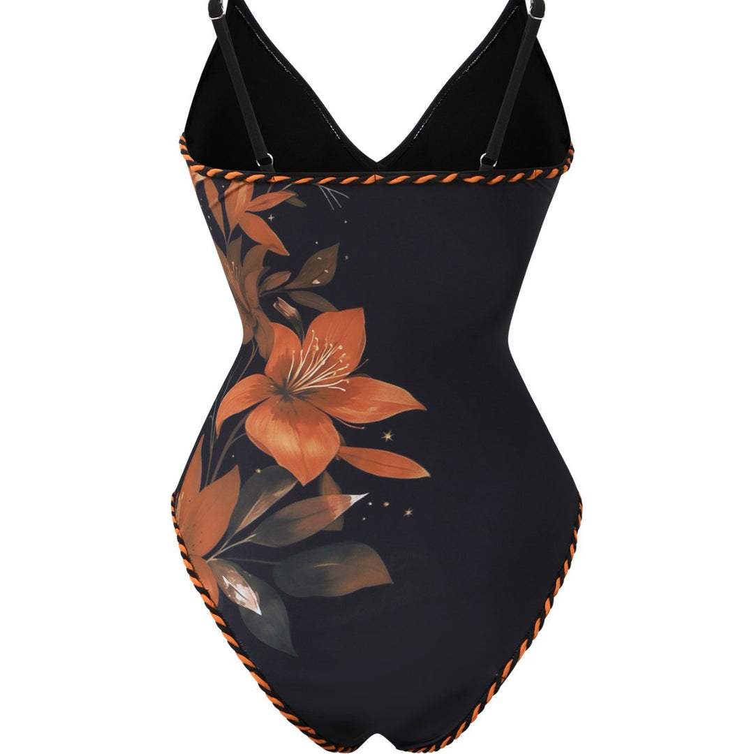 Women's Fashion Swimsuit with Floral Design and Transparent Wrap Skirt Mune Fashion