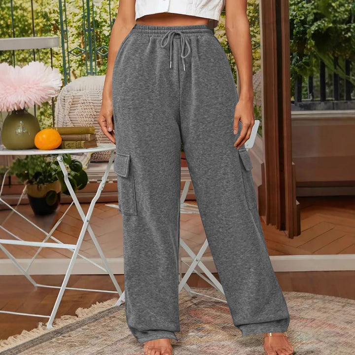 Women Soft Cargo Lounge Pants with Elastic Waist and Wide Leg Mune Fashion