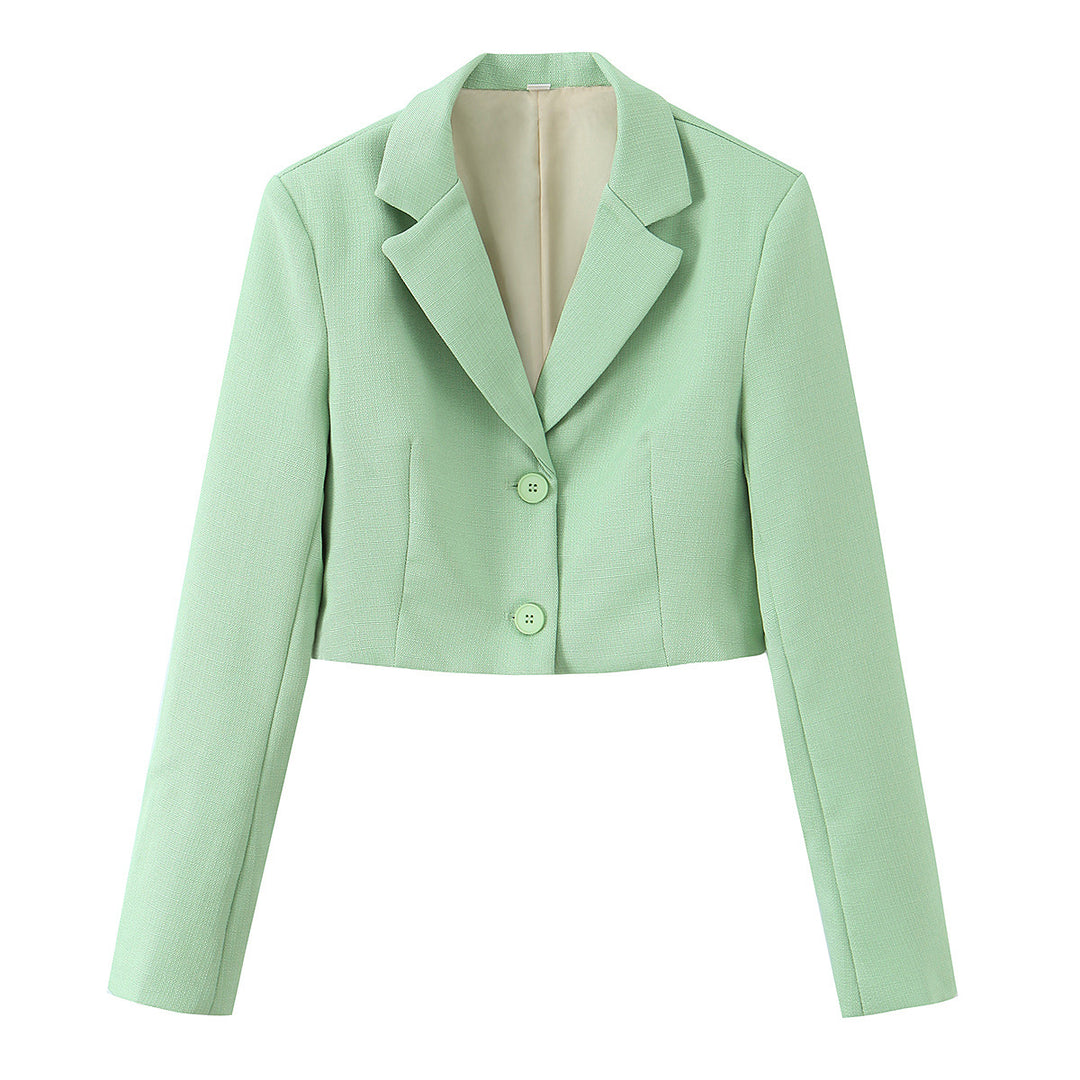 Ladies short blazer with tailored silhouette and lapel collar Mune Fashion