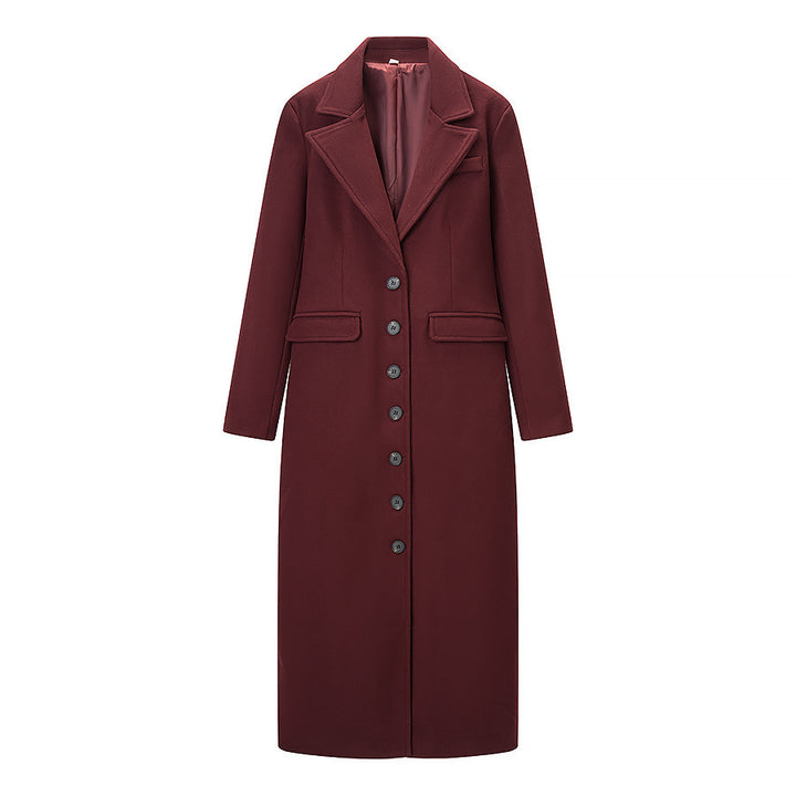 Women Longline Coat with tailored silhouette, structured lapel, and vent Mune Fashion