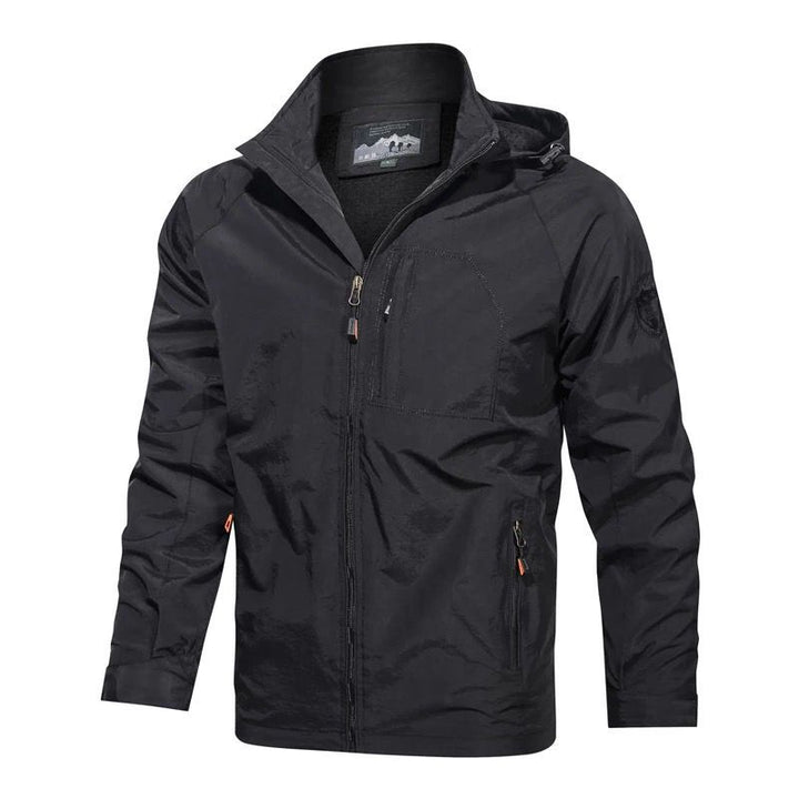 Men's Lightweight Wind and Rain Jacket with Hood Breathable Softshell Membrane and Chest Pocket Mune Fashion