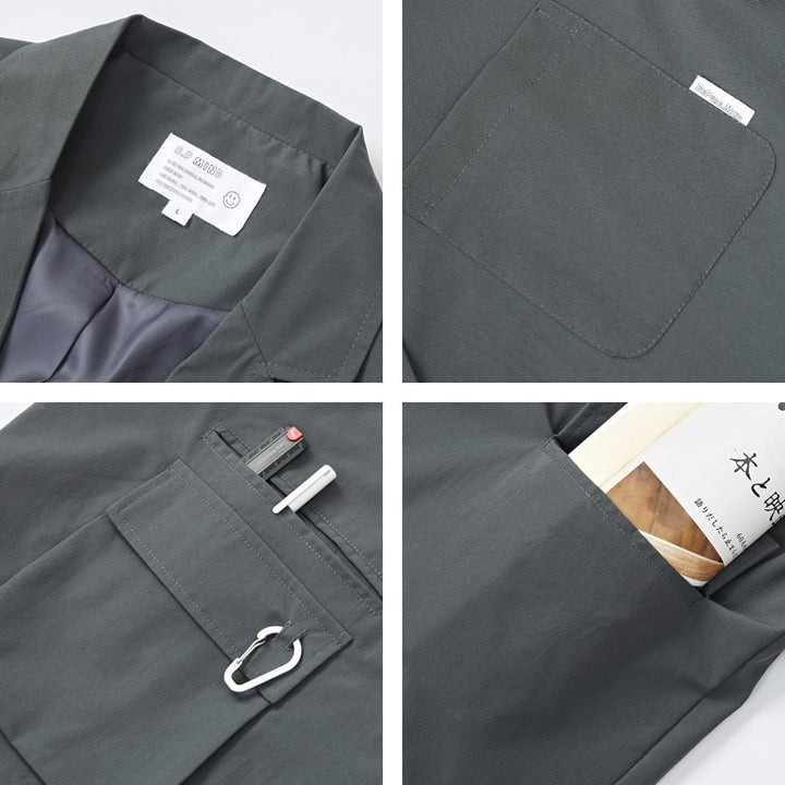 Unisex Loose-Fitting Utility Blazer with Multifunction Pockets Mune Fashion