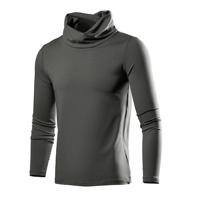 Men's Fitted Long Sleeve with Draped Funnel Neck and Elastic Cotton Blend Mune Fashion