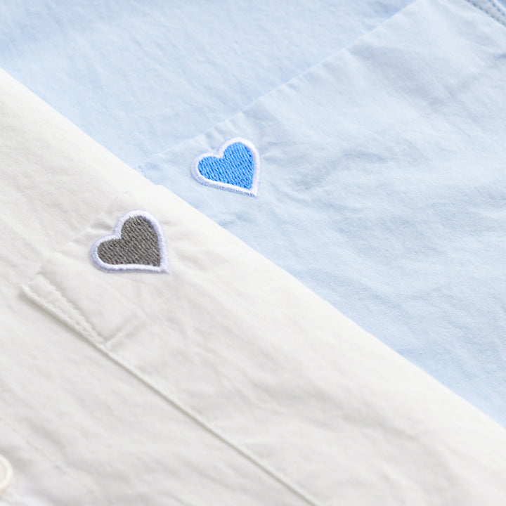 Men's Lightweight Cotton Overshirt with Chest Pocket and Subtle Heart Embroidery Mune Fashion