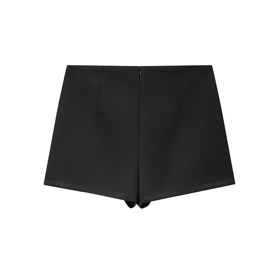 Women's Tailored Blazer Jacket with Stand-Up Collar and Matching Shorts Skirt Set Mune Fashion