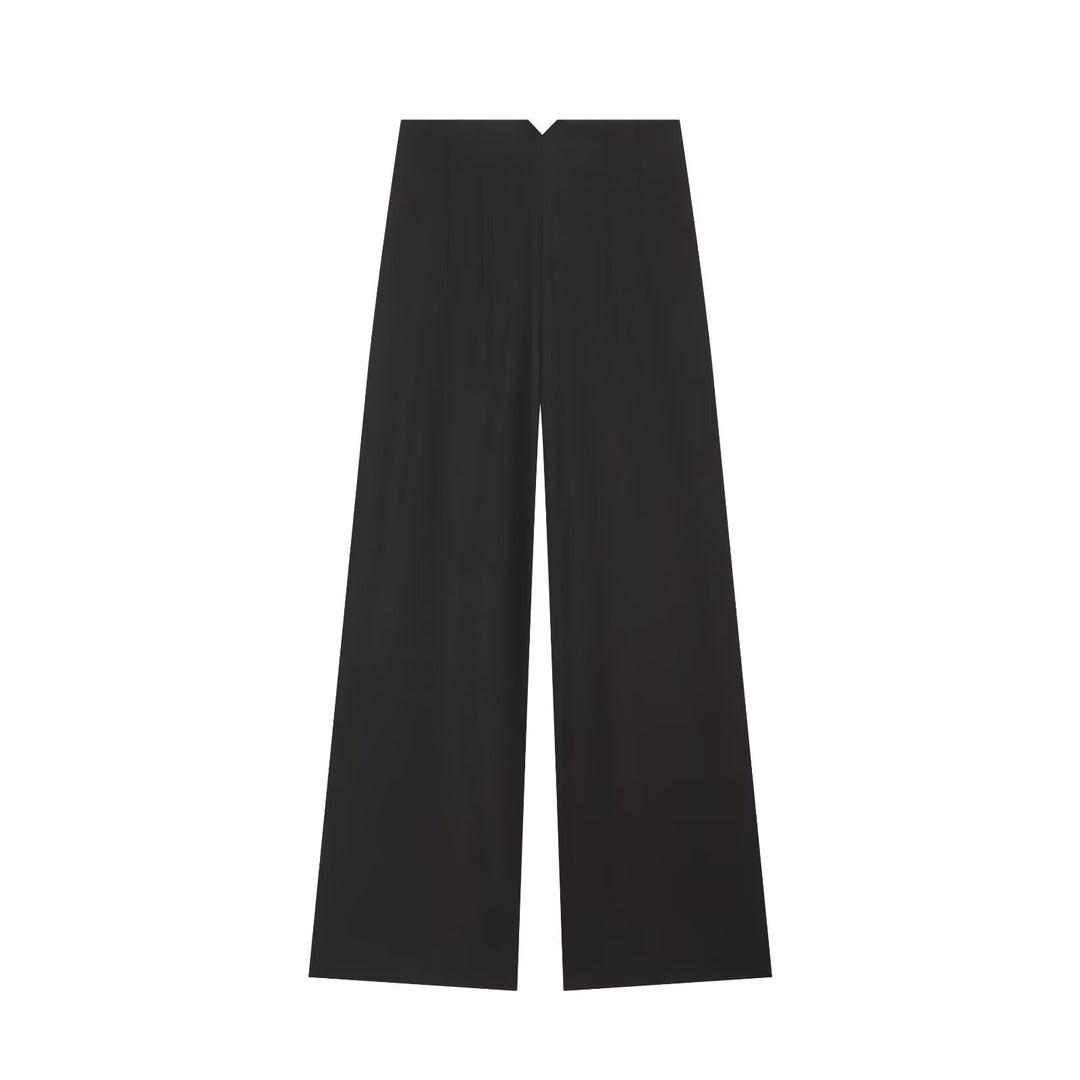 Women's Wide Palazzo Pants with High Waist and Draped Front Panel Mune Fashion