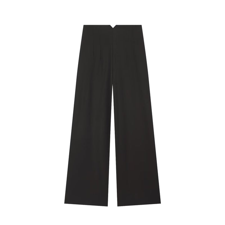 Women's Wide Palazzo Pants with High Waist and Draped Front Panel Mune Fashion
