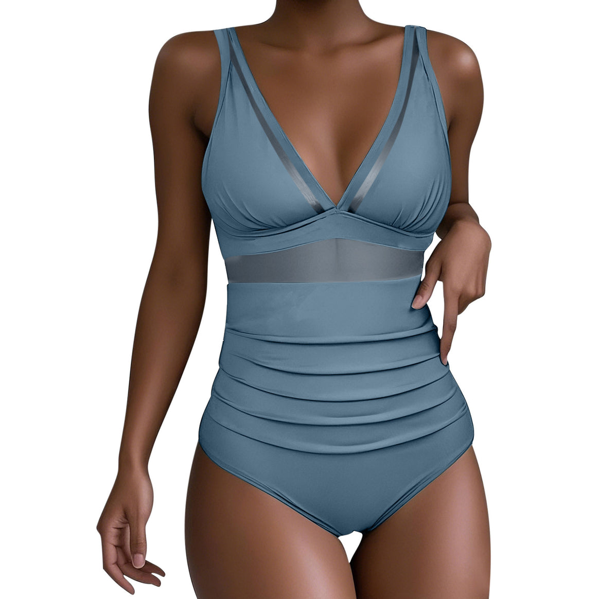 Ladies one-piece swimsuit with modern gathering elements Mune Fashion