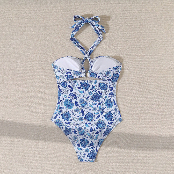 Women's One-Piece Swimsuit with Artistic Floral Design Mune Fashion