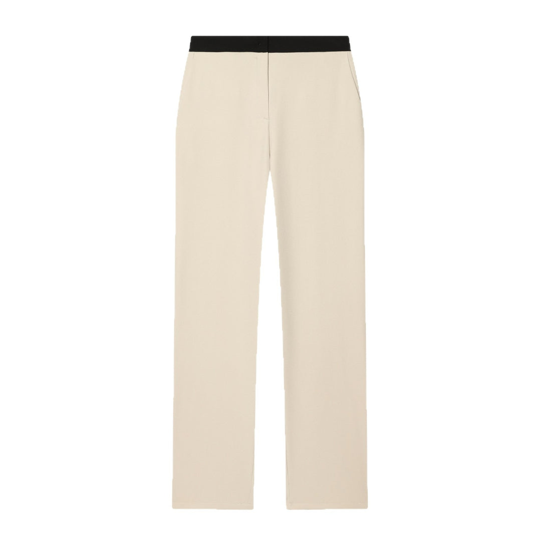 Women's Soft High-Waist Trousers with Elastic Contrast Waistband and Straight Leg Mune Fashion