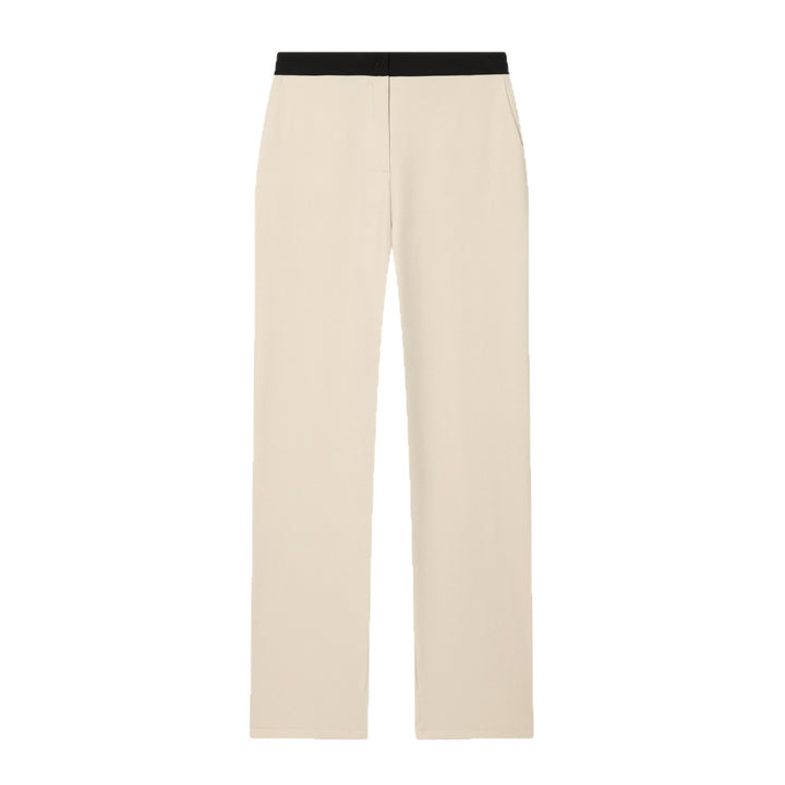 Women's Soft High-Waist Trousers with Elastic Contrast Waistband and Straight Leg Mune Fashion