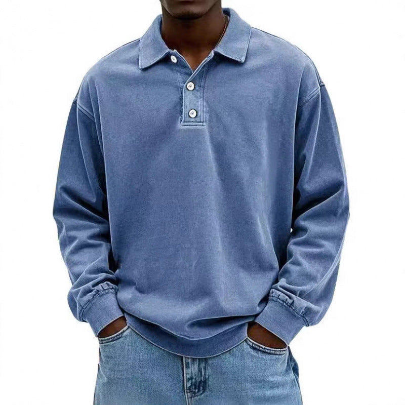 Men's Oversize Long Sleeve Polo made from Cotton Blend Mune Fashion