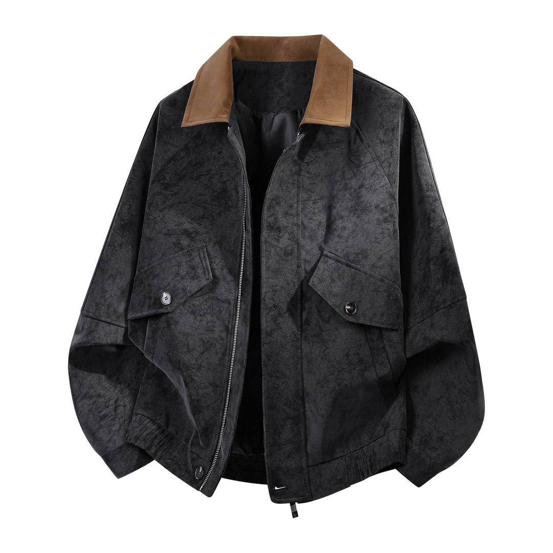 Men's oversized velour blouson with contrasting collar and flap pockets Mune Fashion