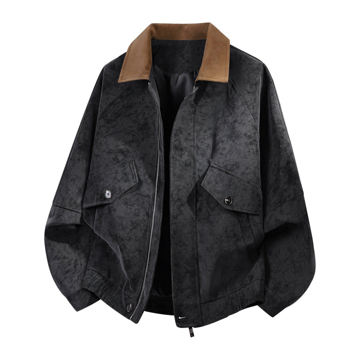 Men's oversized velour blouson with contrasting collar and flap pockets Mune Fashion