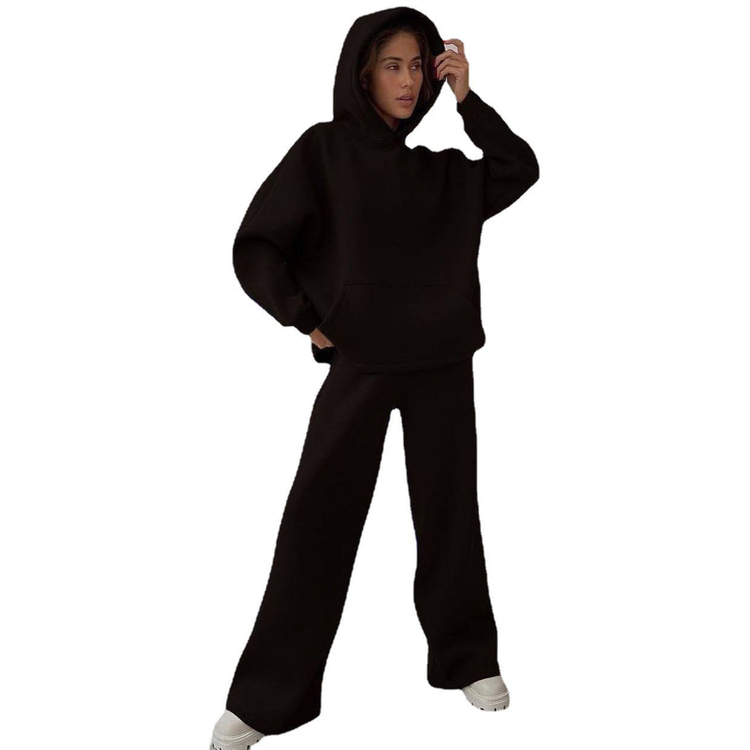 Women's nan Cozy complete set with extra soft oversized hoodie, kangaroo pocket and high-waist palazzo sweatpants Mune Fashion
