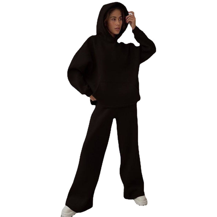 Women's nan Cozy complete set with extra soft oversized hoodie, kangaroo pocket and high-waist palazzo sweatpants Mune Fashion